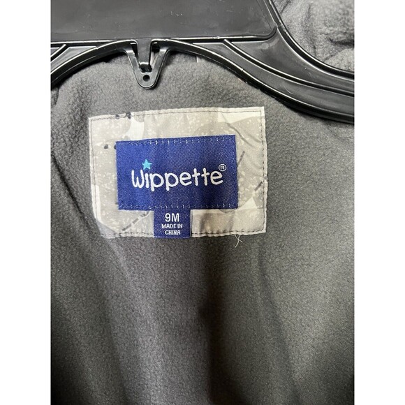 Wippette Baby Fleece Lined Snowsuit Gray White Polar Bear Hooded Zip Up Sz 9M - Picture 3 of 4